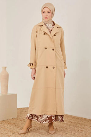 Kesikli Uzun Trençkot-Bej | 46