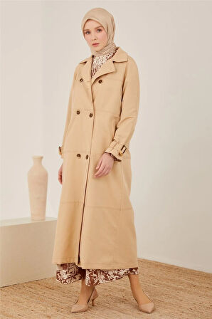 Kesikli Uzun Trençkot-Bej | 46