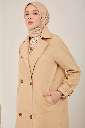 Kesikli Uzun Trençkot-Bej | 46