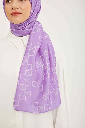 Armine Trend Mor Geometrik Desen Pure Lina Şal 15-22027