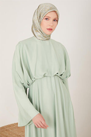 Kadın Belden Dökümlü Şık Elbise - Mint Yeşili | 44