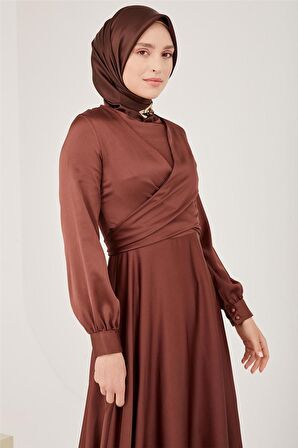 Armine Abiye Elbise 23YD9101 Kahverengi