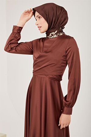 Armine Abiye Elbise 23YD9101 Kahverengi