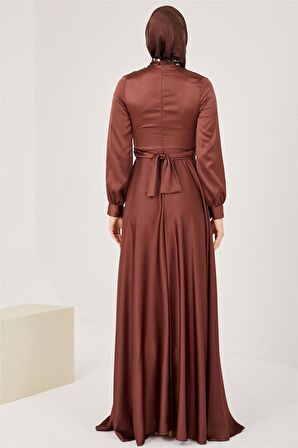 Armine Abiye Elbise 23YD9101 Kahverengi