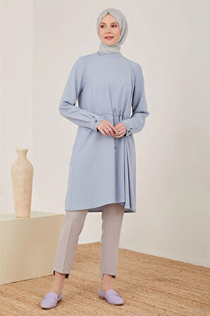 Kuşgözü Ve Tünelli Tunik-Gri-Mavi | 40