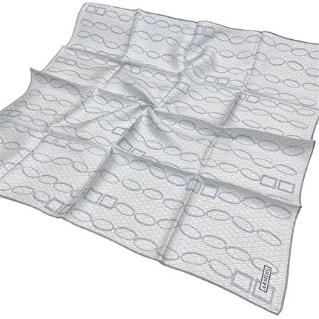 Armine Bebe Mavisi Desenli Tivil İpek Eşarp 8925-54