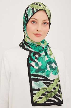 Armine Trend Yeşil-Beyaz Fırça Desen Modal Şal 6318-05