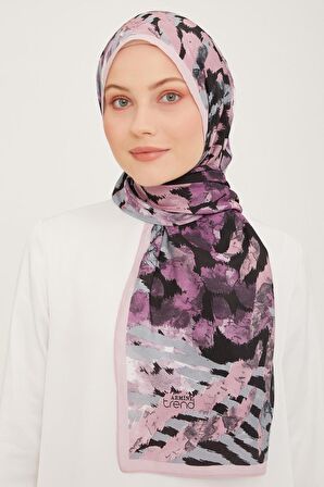 Armine Trend Gül Kurusu-Siyah Fırça Desen Modal Şal 6318-12