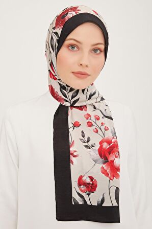 Armine Trend Bordo-Siyah Çiçek Desen Modal Şal 6316-03