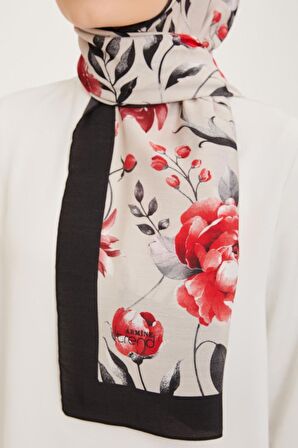 Armine Trend Bordo-Siyah Çiçek Desen Modal Şal 6316-03