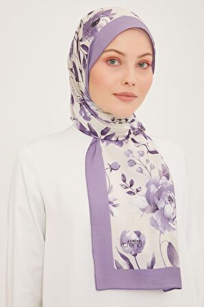 Armine Trend Krem-Eflatun Çiçek Desen Modal Şal 6316-17