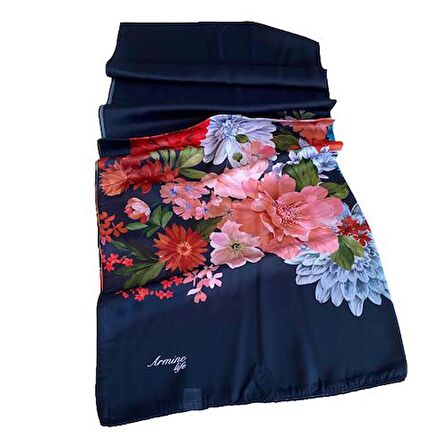 Armine Life Şal 3611-03 Lacivert Çiçek Desen