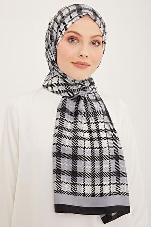 Armine Trend Siyah-Gri Ekose Desen Modal Şal 4713-01