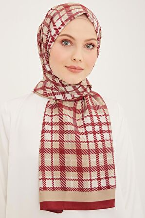 Armine Trend Vişne Çürüğü-Vizon Ekose Desen Modal Şal 4713-06
