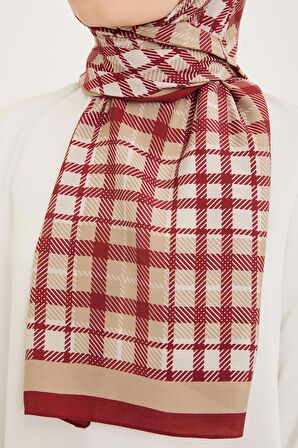 Armine Trend Vişne Çürüğü-Vizon Ekose Desen Modal Şal 4713-06