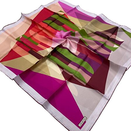 Armine Mürdüm Geometrik Desenli Tivil İpek Eşarp 8901-31