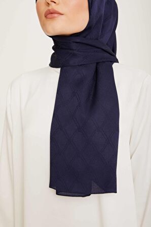 Armine Trend Jan Jan Lacivert Monogram Desenli Jakar Şal 6-21178