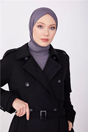 Armine Seyyar Apoletli Tam Kruvaze Manto 23K8613 Siyah