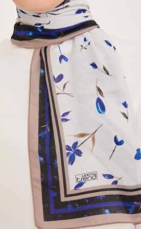 Armine Trend Şal Lacivert Karma Çiçek Desen 10008-05