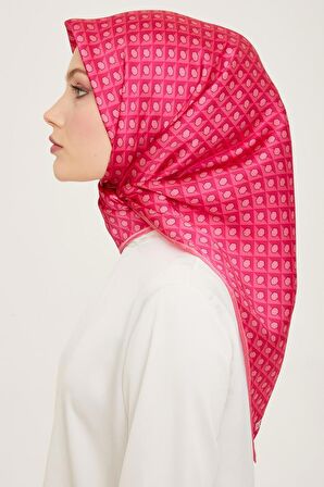 Armine Pembe Bal Peteği Desen Tivil İpek Eşarp 9109-05