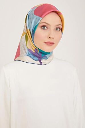 Armine Zümrüt Yeşil-Gold Lale Desen Tivil İpek Eşarp 9119-04