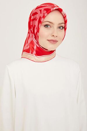 Armine Şeker Pembe-Beyaz Çiçek Desen Sura İpek Eşarp 9123-81