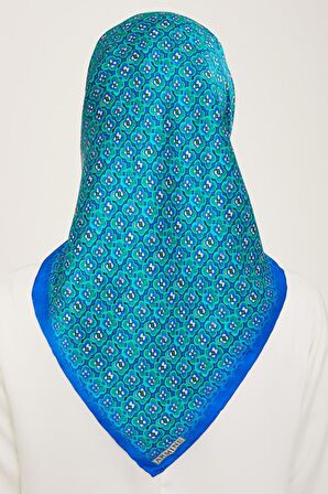 Armine Saks Mavisi Mini Çiçek  Desen Tivil İpek Eşarp 9134-53