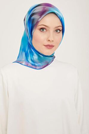 Armine Mavi Mor Batik Desen Sura İpek Eşarp 9136-03