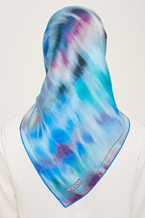 Armine Mavi Mor Batik Desen Sura İpek Eşarp 9136-03