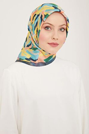 Armine Sarı-Somon Karma Desen Tivil İpek Eşarp 9140-84