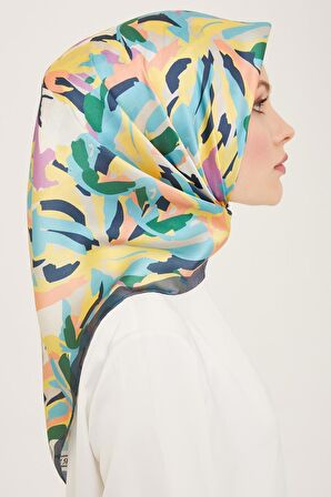 Armine Sarı-Somon Karma Desen Tivil İpek Eşarp 9140-84