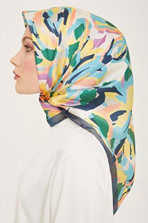 Armine Sarı-Somon Karma Desen Tivil İpek Eşarp 9140-84