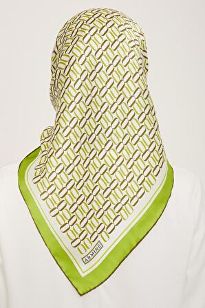 Armine Soft Yeşil Geometrik Desen Sura İpek Eşarp 9149-54