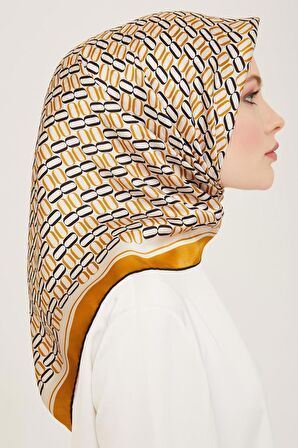 Armine Hardal Geometrik Desen Tivil İpek Eşarp 9149-04