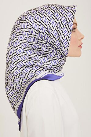 Armine Mor Geometrik Desen Tivil İpek Eşarp 9149-38