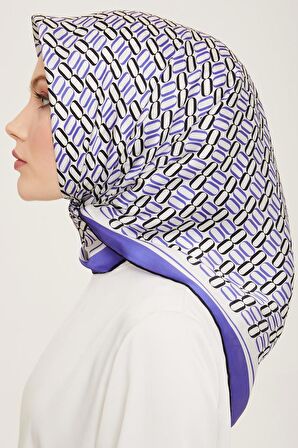 Armine Mor Geometrik Desen Tivil İpek Eşarp 9149-38