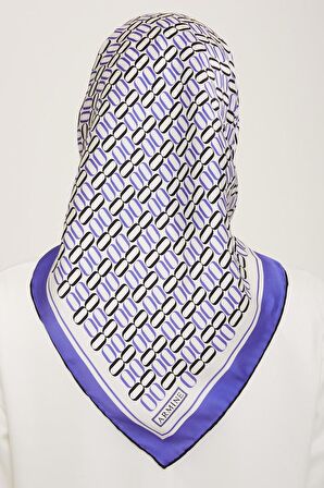 Armine Mor Geometrik Desen Tivil İpek Eşarp 9149-38