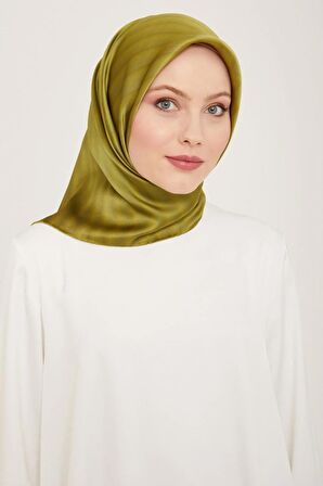 Armine Yağ Yeşili Çizgili Degrade Desen Sura İpek Eşarp 9150-52