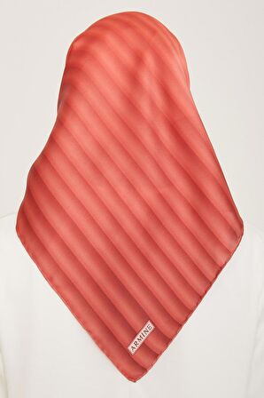 Armine Nar Çiçeği Çizgili Degrade Desen Tivil İpek Eşarp 9150-04