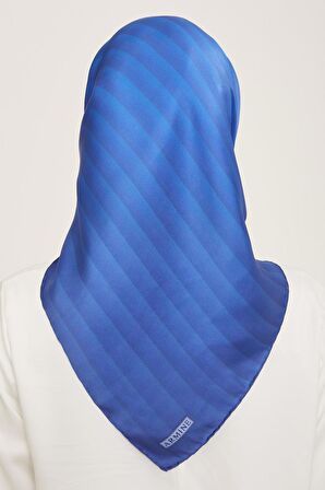 Armine Mavi Çizgili Degrade Desen Tivil İpek Eşarp 9150-07