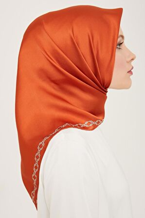 Armine Taba-Beyaz Düz Renk Tivil İpek Eşarp 9154-05