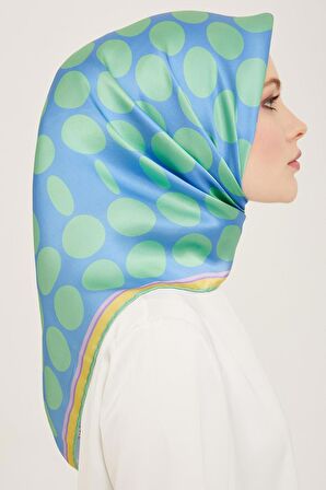 Armine Havacı Mevi-Soft Yeşil Puantiye Desen Tivil İpek Eşarp 9156-53