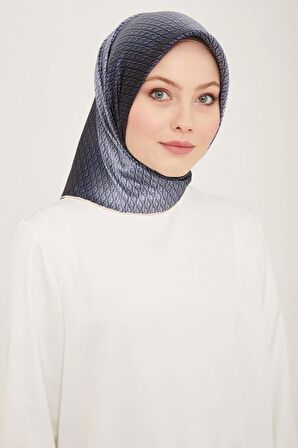 Armine Gümüş Geçişli Monogram Desen Tivil İpek Eşarp 9104-22