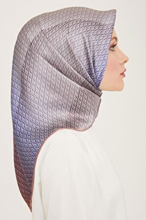 Armine Gri Geçişli Monogram Desen Tivil İpek Eşarp 9104-85