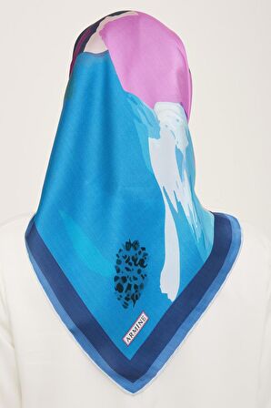 Armine Mavi Batik Desen Tivil İpek Eşarp 9145-31