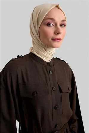 Armine Hasır Kemerli Elbise 24Y9817 Acı Kahve