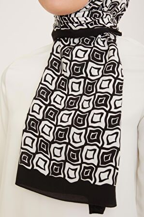 Armine Trend Defne Şal 5763-01 Siyah-Beyaz