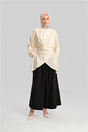 Armine Beli Lastikli Basic Pantolon 24Y2614 Siyah