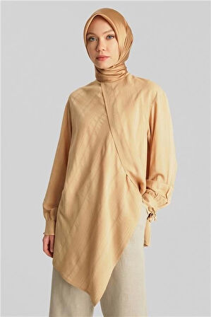 Armine Doku Çizgili Tunik 24Y4019 Camel