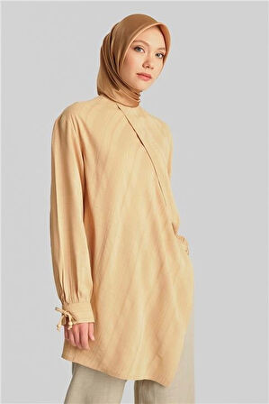 Armine Doku Çizgili Tunik 24Y4019 Camel